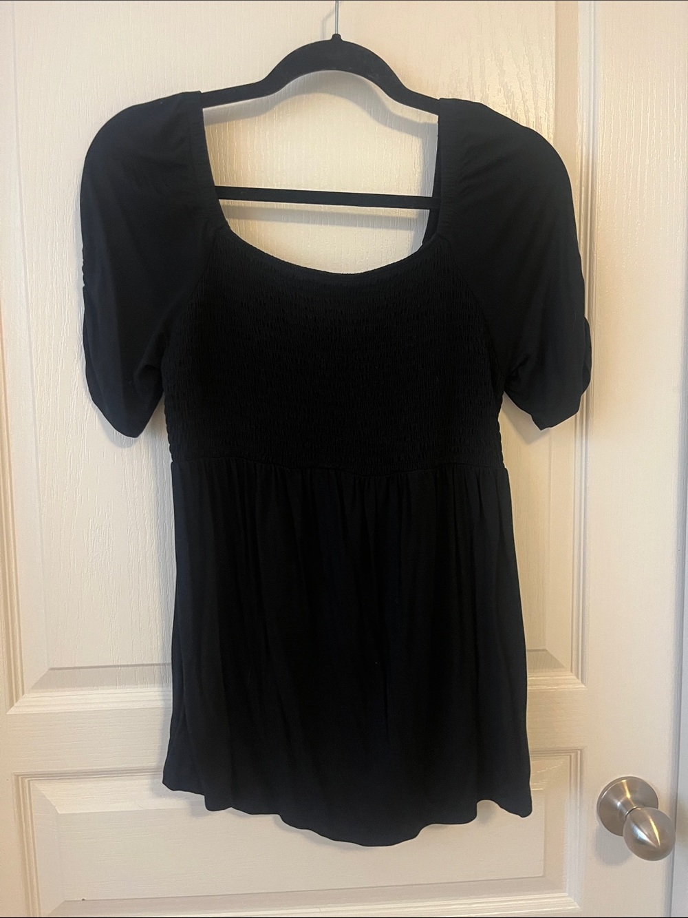 Isabel Maternity by Ingrid & Isabel Black Smocked Scoop Neck Tunic